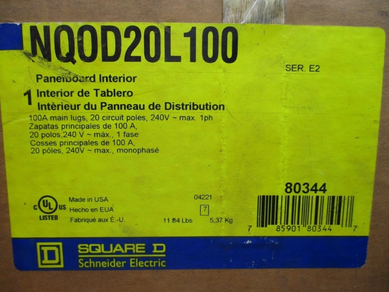 SQUARE D NQOD20L100 SER. E2 240V 100A NSMP