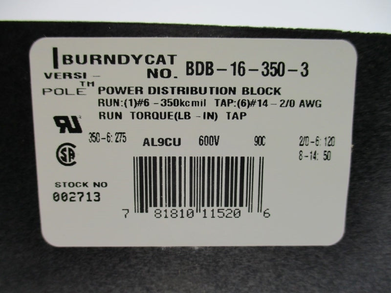 BURNDY BDB-16-350-3 600V (AS PICTURED) NSMP