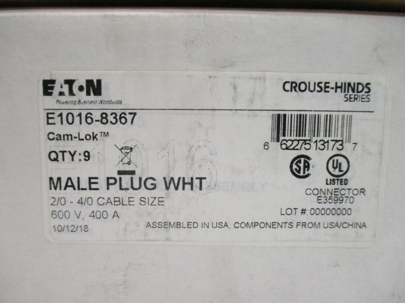 EATON E1016-8367 600V 400A (PKG OF 9) NSMP