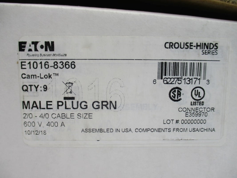 EATON E1016-8366 600V 400A (PKG OF 9) NSMP