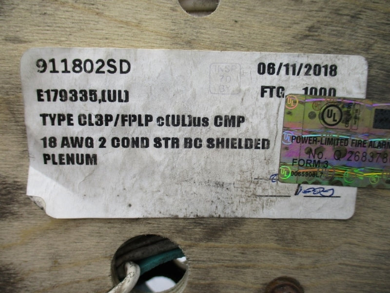 INDUSTRIAL MRO 911802SD E179335 1000' 18/2 NSMP