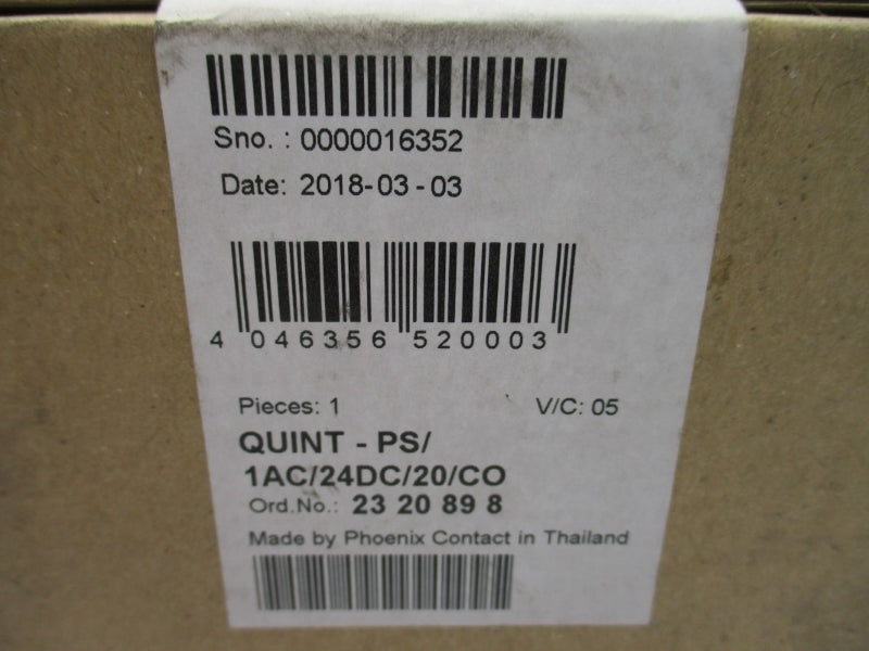 PHOENIX CONTACT QUINT-PS/1AC/24DC/20/CO 2320898 NSFS
