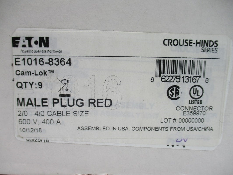 EATON E1016-8364 600V 400A (PKG OF 9) NSMP