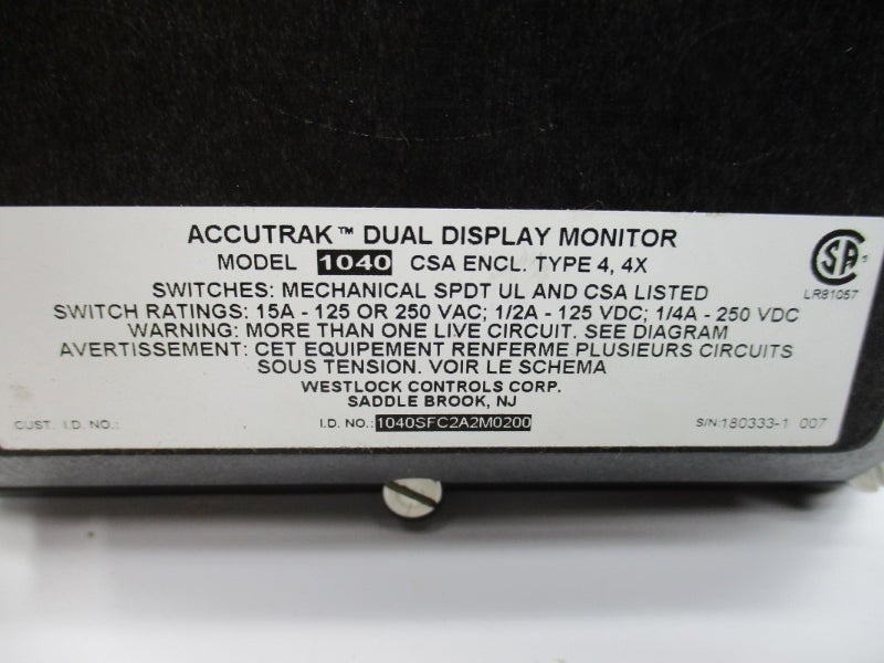 WESTLOCK CONTROLS 1040SFC2A2M0200 (AS PICTURED) 250VAC 15A NSNP