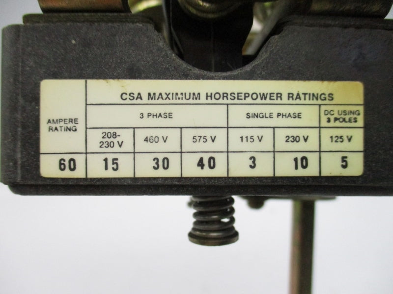 ALLEN BRADLEY 1494R-N60 SER. A 460V 60A NSNP