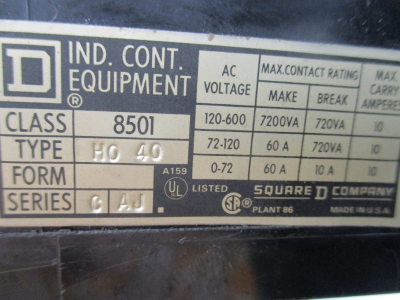 SQUARE D 8501HO40V02 SER. C 110/120V 60A NSNP