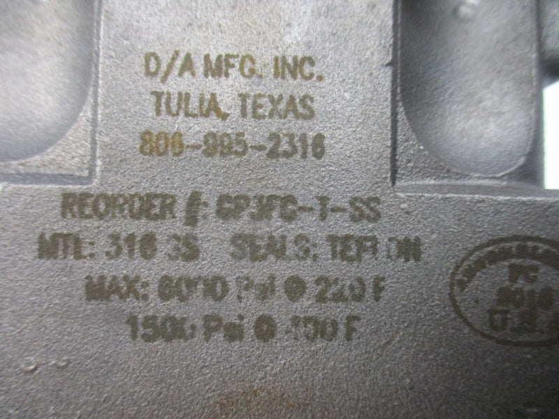 D/A GP3FC-T-SS 6000PSI NSNP