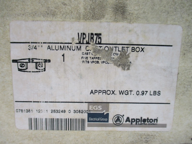 APPLETON VPJB75 3/4" NSMP