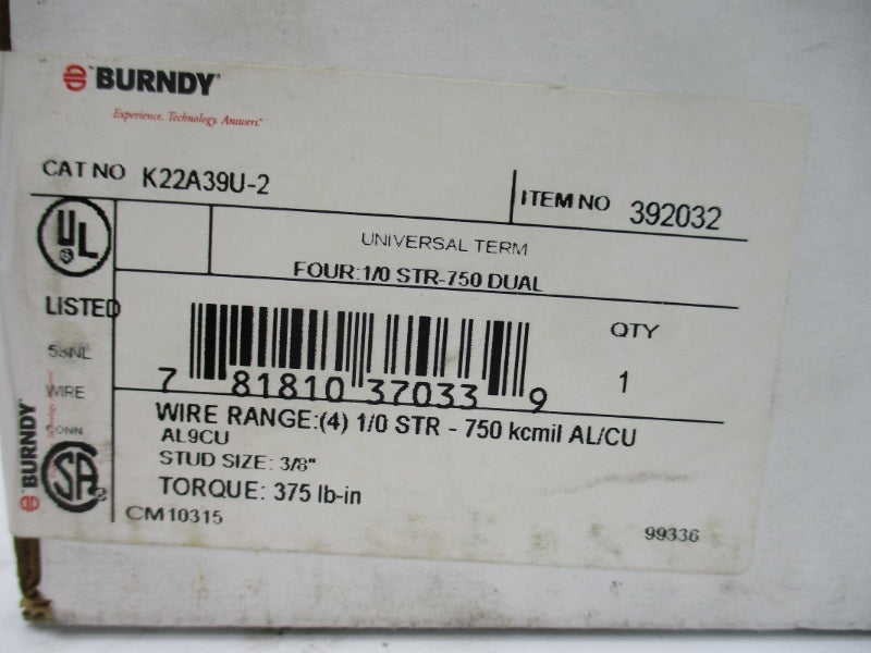 BURNDY K22A39U-2 3/8" NSMP