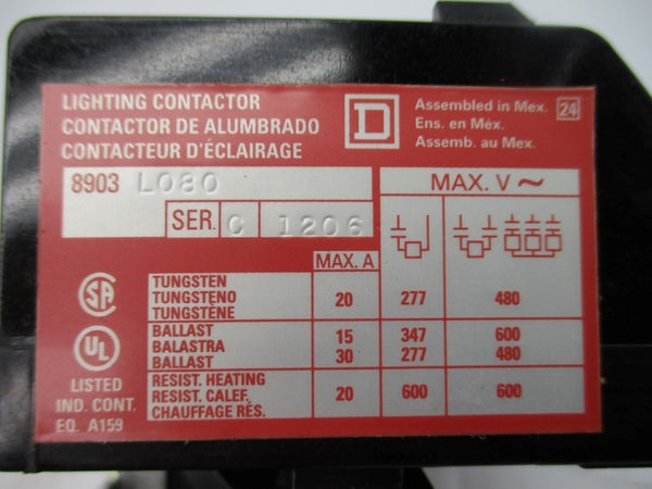 SQUARE D 8903LO80V02 SER. C 110/120V 20A NSMP