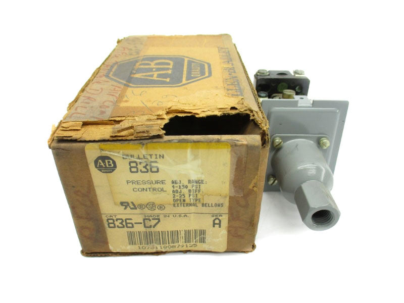 ALLEN BRADLEY 836-C7 SER. A 600VAC 4-150PSI  (AS PICTURED) (BR/YL) NSMP
