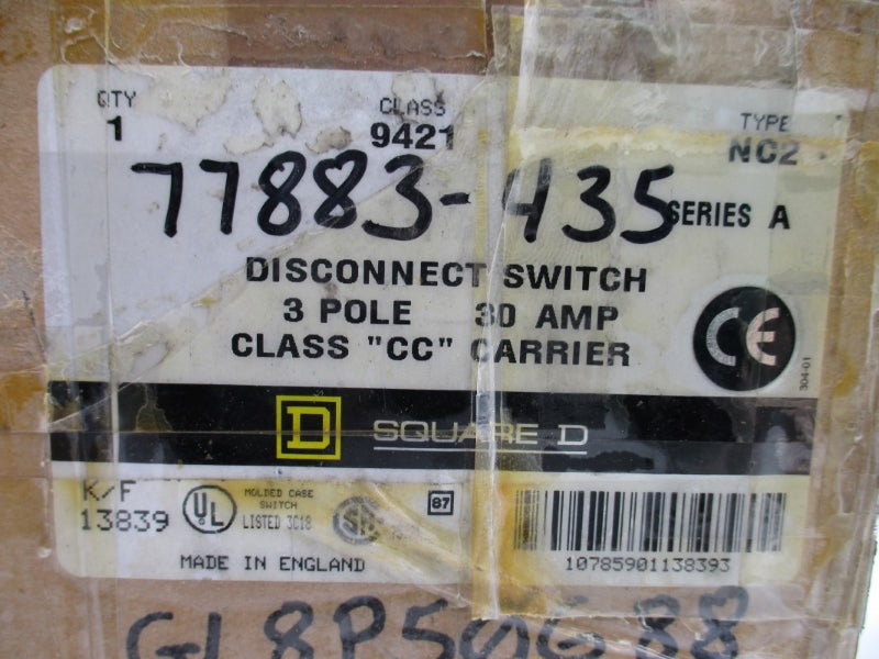 SQUARE D 9421NC2 SER. A 600VAC 30A NSMP