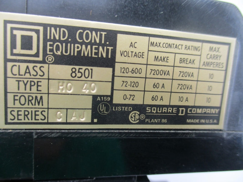 SQUARE D 8501HO40 SER. C 110/120V 60A NSMP