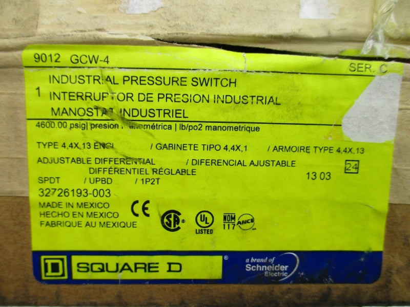 SQUARE D 9012GCW-4 SER. C 4600PSI NSMP