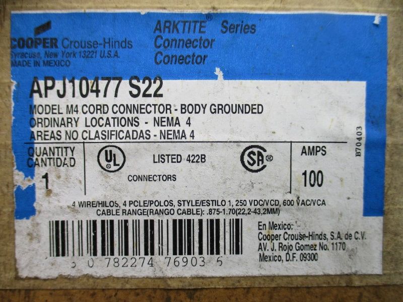 CROUSE-HINDS APJ10477S22 100A NSFS