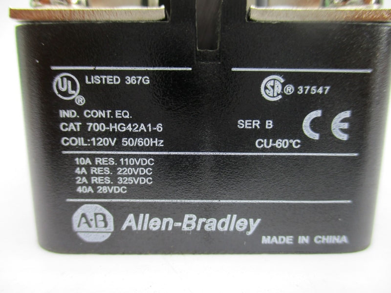 ALLEN BRADLEY 700-HG42A1-6 SER. B 120V 40A (WH) NSMP