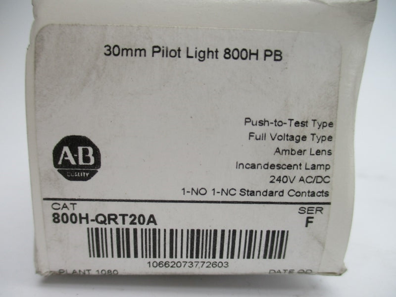 ALLEN BRADLEY 800H-QRT20A SER. F 240VAC/DC (WH) NSMP