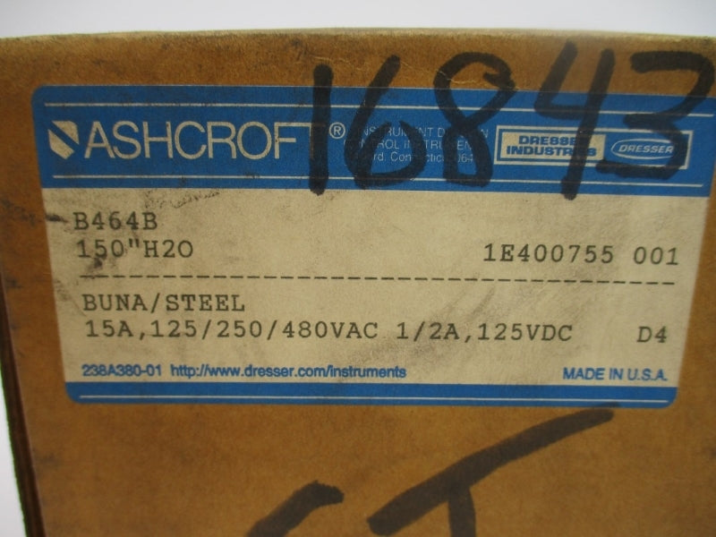ASHCROFT B464B 480VAC 15A 20PSI 150"H20 NSMP