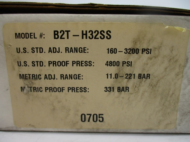 BARKSDALE B2T-H32SS 600VAC 10A 4800PSI NSMP