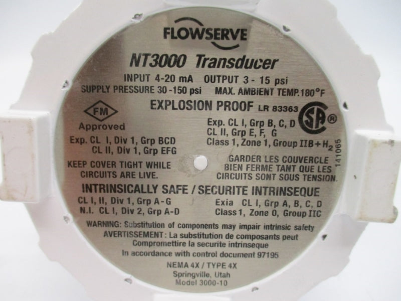 FLOWSERVE 3000-10 NT3000 30-150PSI 180'F NSNP
