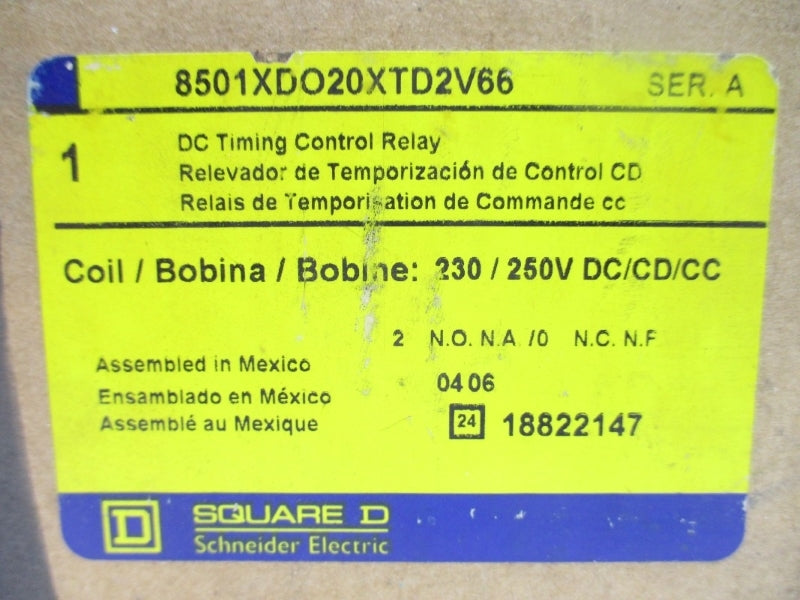 SQUARE D 8501XDO20XTD2V66 SER. A 230/250VDC NSMP