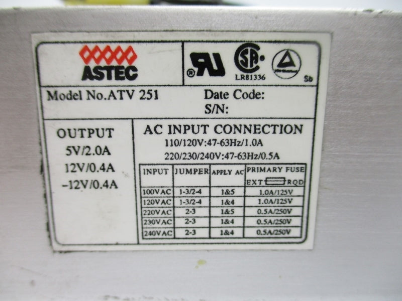 ASTEC ATV251 240VAC 1.0A UNMP