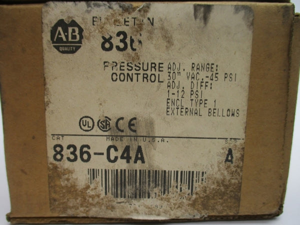 ALLEN BRADLEY 836-C4A SER. A 24-600V 30"VAC-45PSI (BR/WH) NSMP