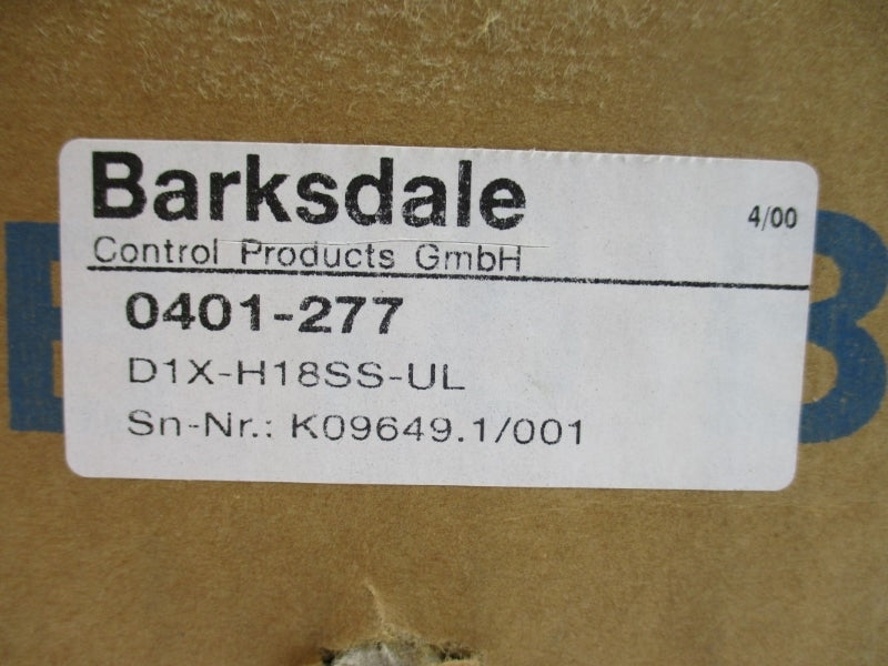BARKSDALE D1X-H18SS-UL 0401-277 NSFS