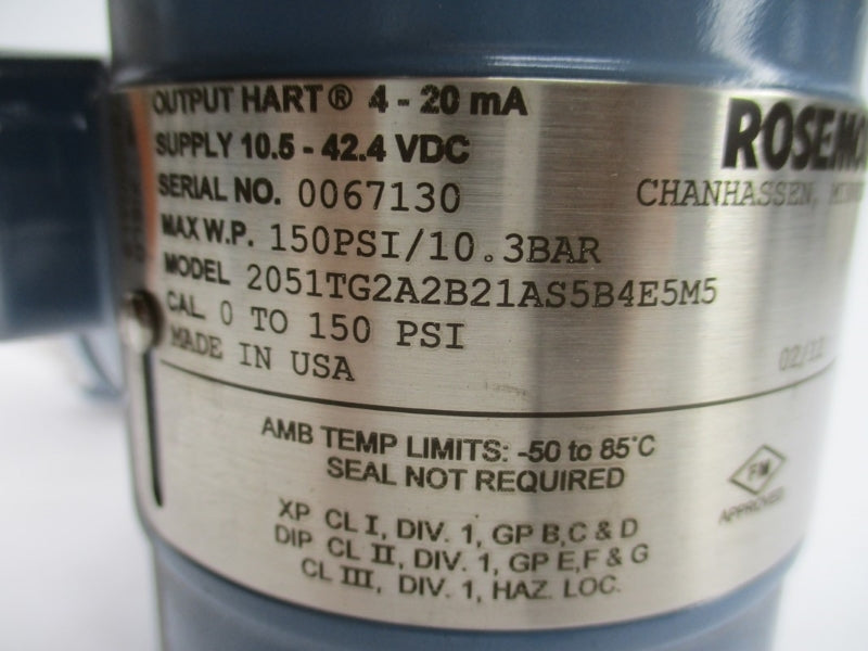 ROSEMOUNT 2051TG2A2B21AS5B4E5M5 10.5-42.4VDC 150PSI NSNP