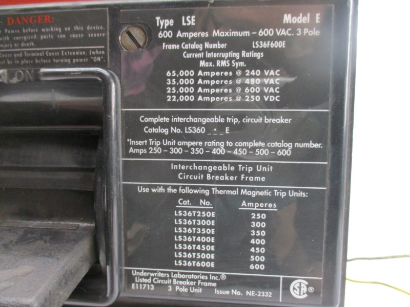CUTLER HAMMER LS36F600E 600VAC 600A UNMP