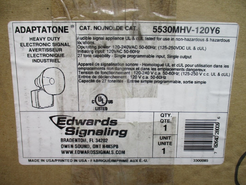 EDWARDS SIGNALING 5530MHV-120Y6 120-240VAC 0.62A NSMP