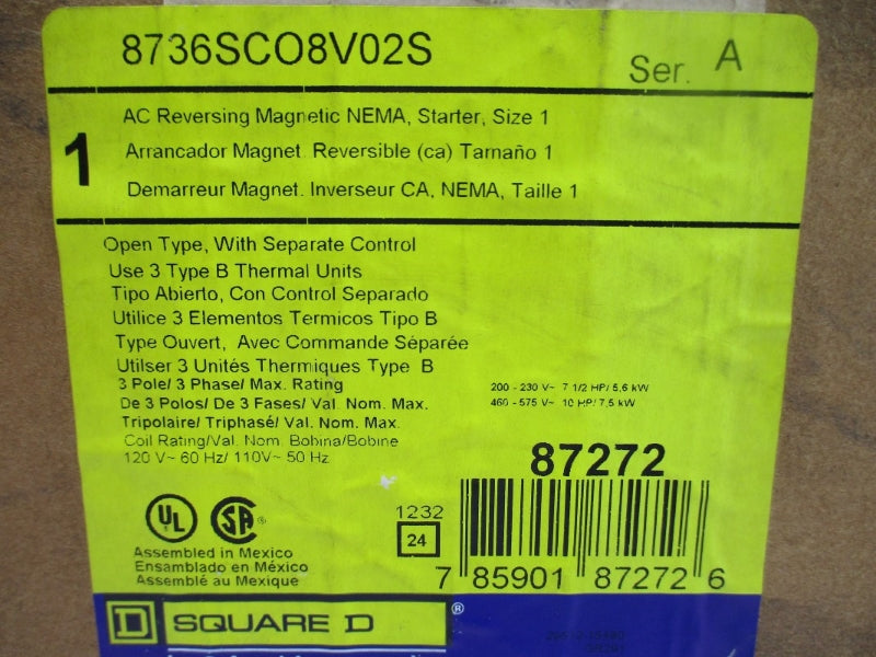 SQUARE D 8736SCO8V02S SER. A 110/120V NSFS