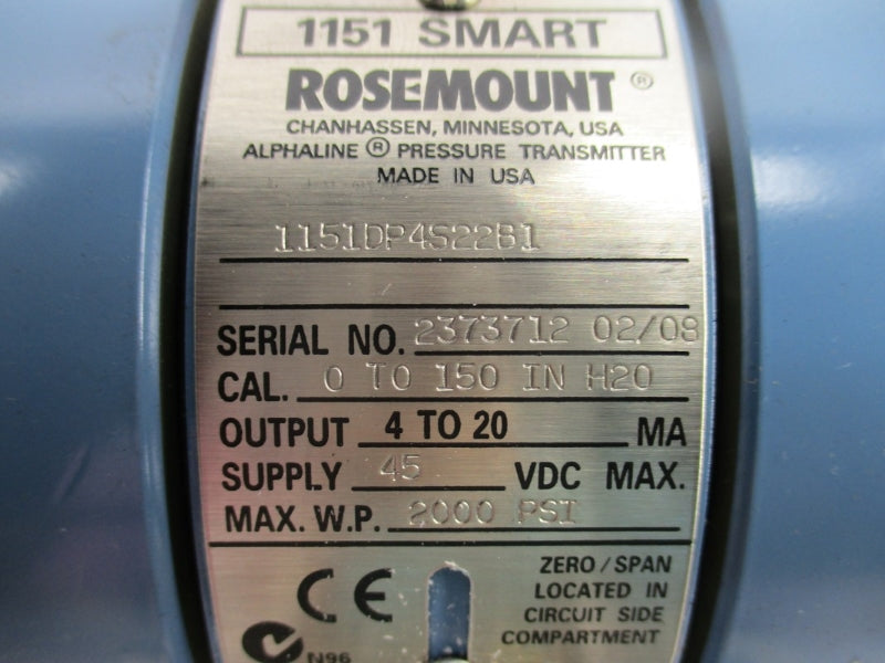 ROSEMOUNT 1151DP4S22B1 45VDC 2000PSI NSMP