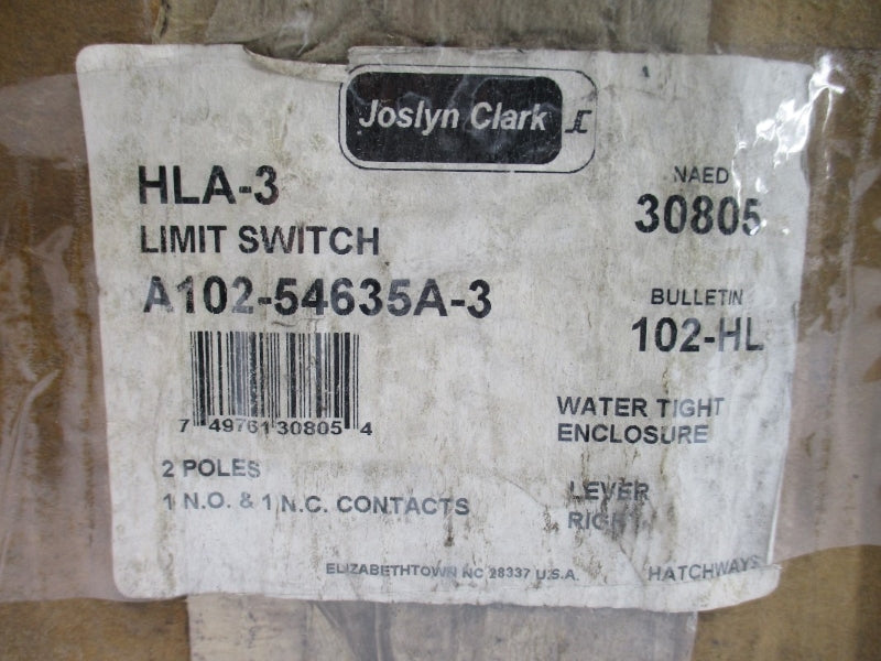 JOSLYN CLARK A102-54635A-3 HLA-3 600VAC 25A NSMP