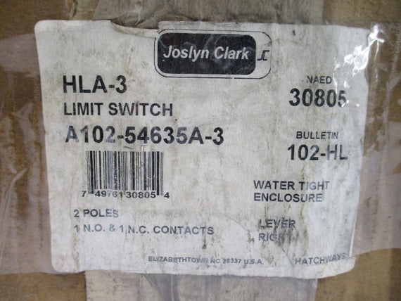 JOSLYN CLARK A102-54635A-3 HLA-3 600VAC 25A NSMP