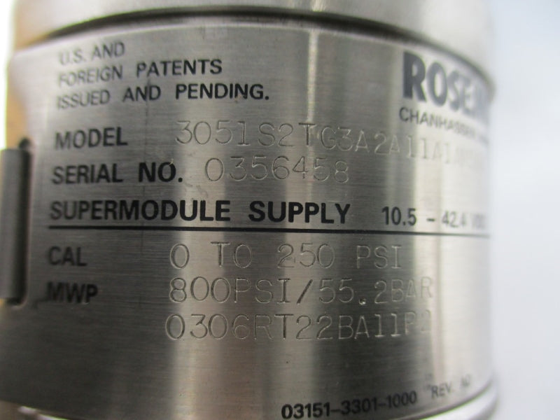 ROSEMOUNT 3051S2TG3A2A11A1AM5B4 10.5-42.4VDC 0-250PSI NSMP