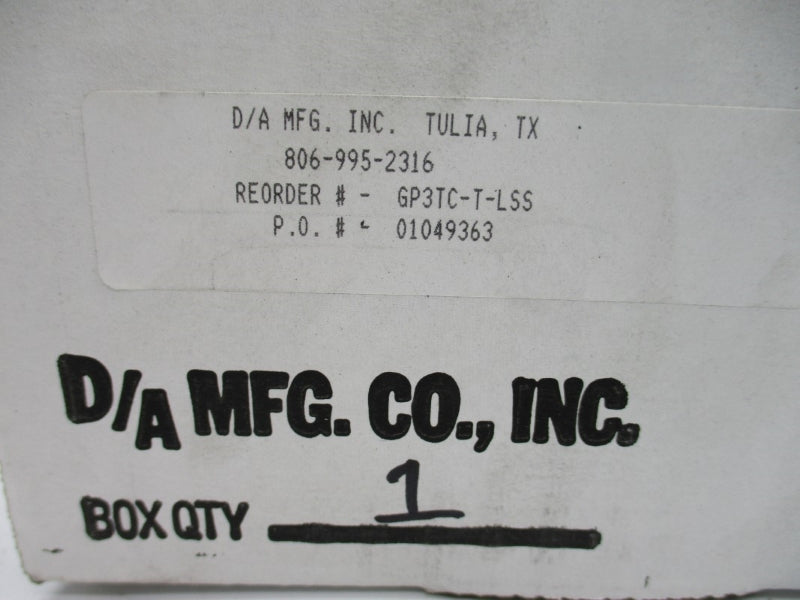 D/A MFG. GP3TC-T-LSS 1500/6000PSI 220'/400'F NSMP