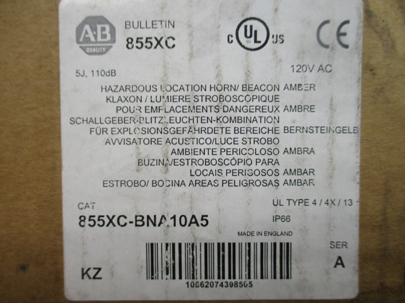 ALLEN BRADLEY 855XC-BNA10A5 SER. A 120VAC (BR/WH) NSMP