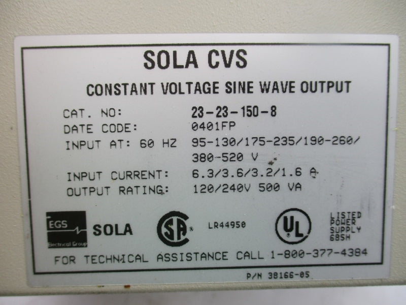 SOLA 23-23-150-8 520V 1.6A NSMP