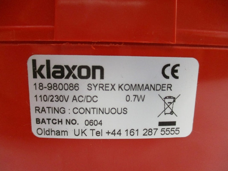 KLAXON 18-980086 110/230VAC/DC (AS PICTURED) NSNP