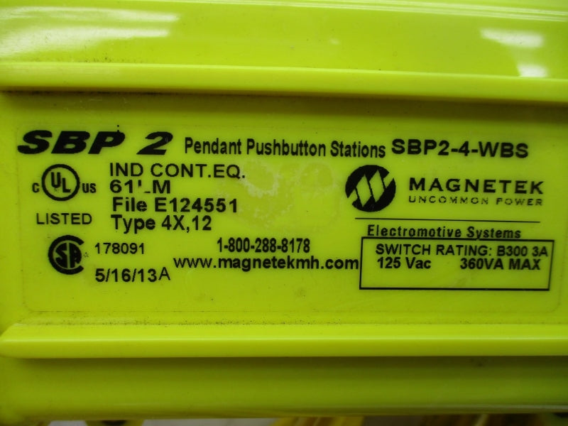 MAGNETEK SBP2-4-WBS 125VAC 3A NSNP