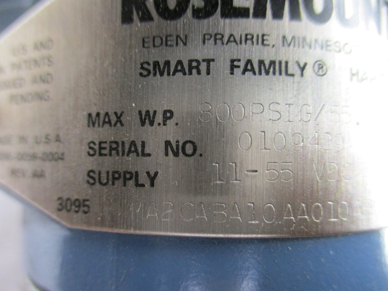 ROSEMOUNT 3095MA2CABA10AA010ABQ4 11-55VDC 800PSI 0'-120'F NSMP