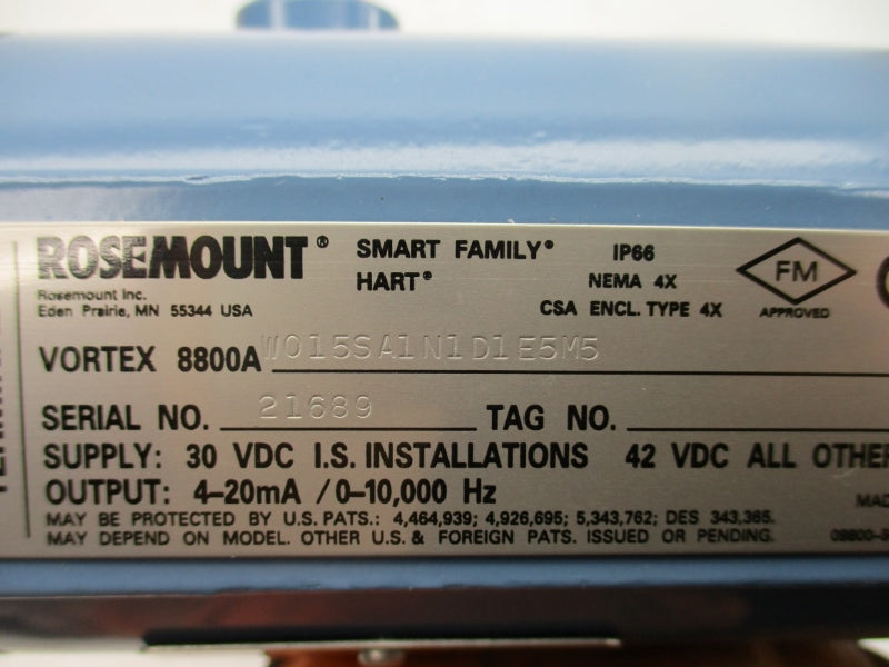 ROSEMOUNT 8800AW015SA1N1D1E5M5 30VDC 1500/10.34PSI 450'F/232'C NSMP
