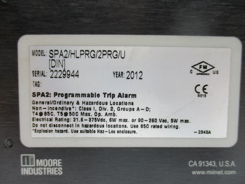 MOORE INDUSTRIES SPA2/HLPRG/2PRG/U[DIN] 31.6-375VDC NSNP