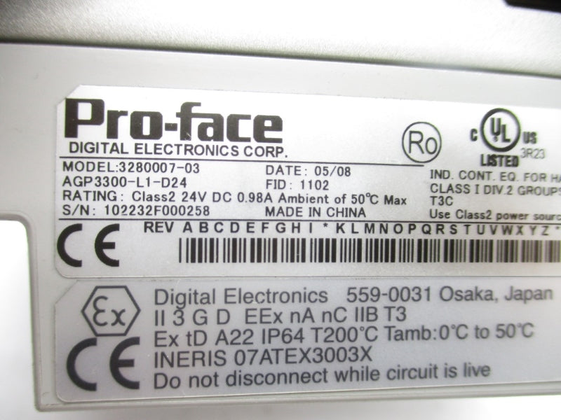 PRO-FACE AGP3300-L1-D24 3280007-03 24VDC 0.98A NSNP