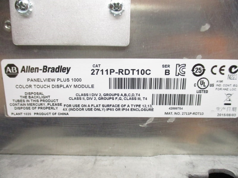ALLEN BRADLEY 2711P-T10C4A8 SER. A 100-240VAC 1.3-0.65A UNMP