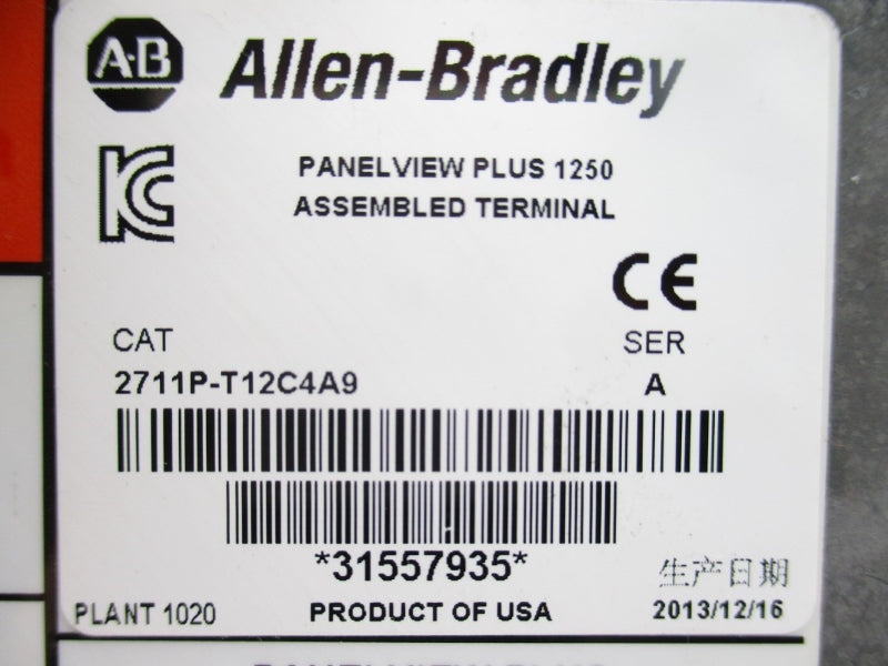 ALLEN BRADLEY 2711P-T12C4A9 SER. A 100-240VAC 1.3-0.65A UNMP