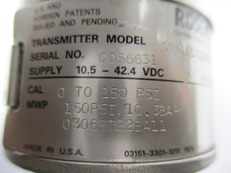 ROSEMOUNT 3051S1TG2A2A11A2EB4M9E5 10.5-42.4VDC 0-150PSI NSNP