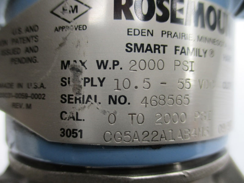 ROSEMOUNT 3051CG5A22A1AB4M5 10.5-55VDC 2000PSI NSNP