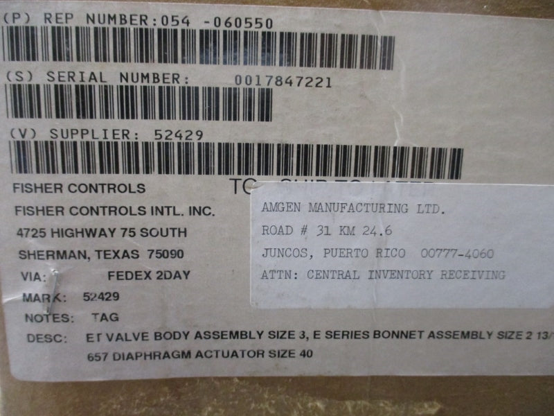 FISHER CONTROLS TYPE ET CL125B SST CI 3-7/16" NSMP